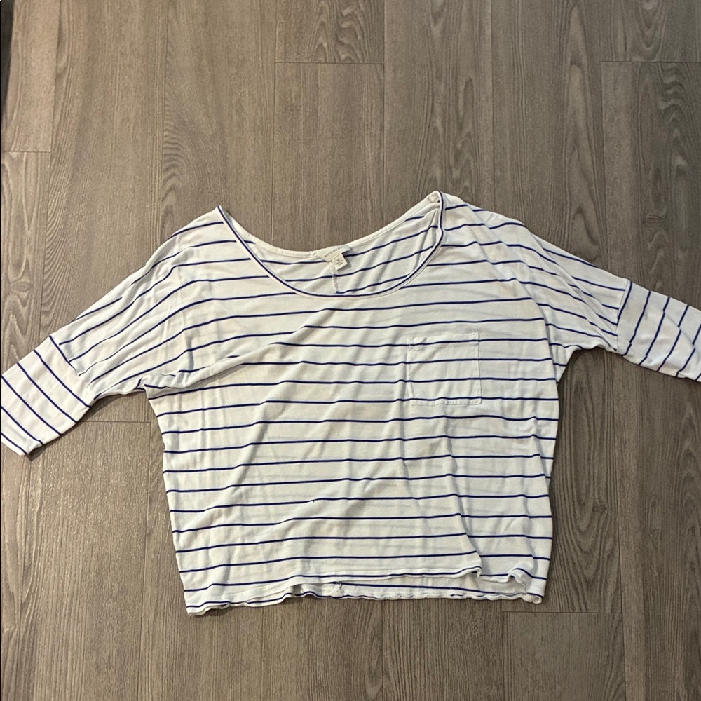 Witchery White and Blue Striped Long Sleeve Top